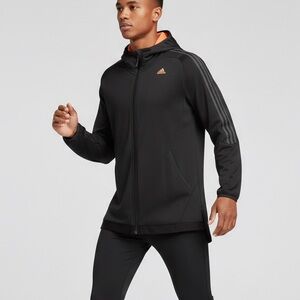 Adidas Mens Full Zip Hooded Long Sleeve Jacket 3 Stripes Size - L